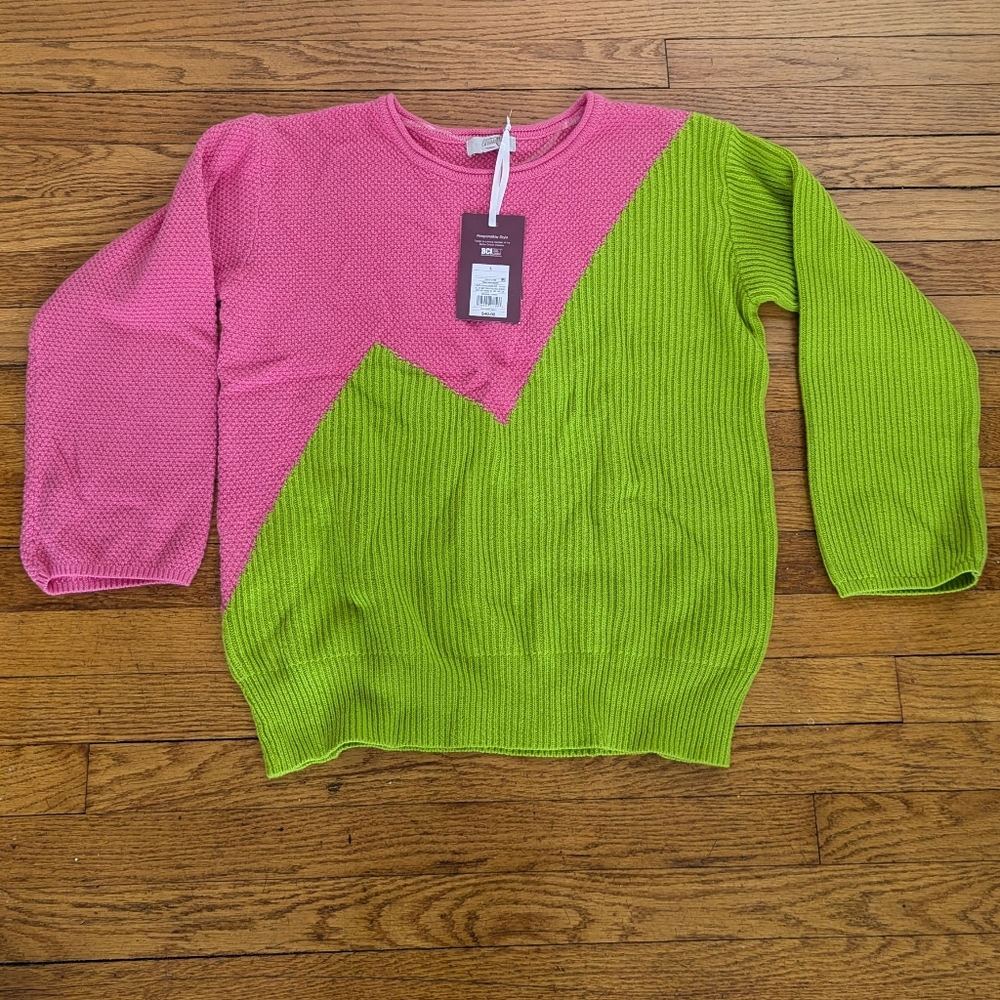 NWT- Victor Glemaud Target Pink and Green colorblocked sweater Size Large